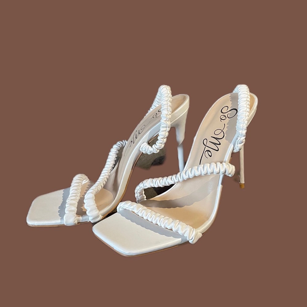 White sandal heels